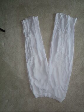 Abercrombie & Fitch White Wide-Leg Linen Blend Pants